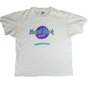 Hard Rock Cafe Honolulu T-Shirt Men's L White‎ Cotton
